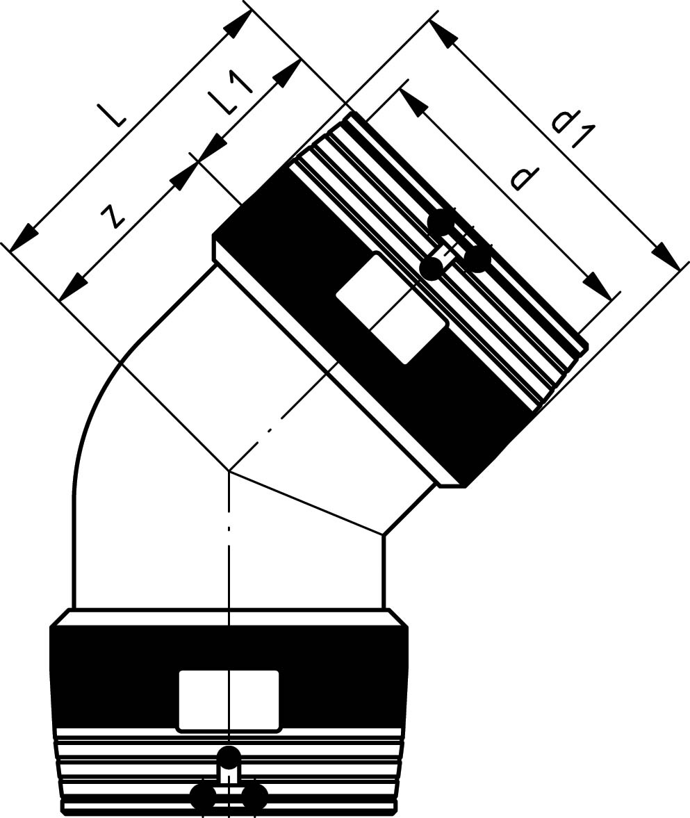 ELGEF Plus Winkel 45° PE100  d200-250mm / SDR11