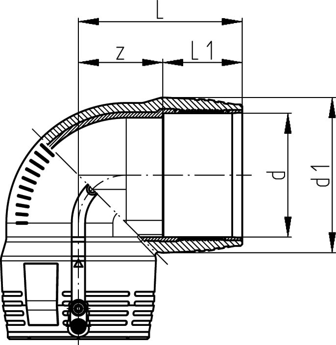 ELGEF Plus Winkel 90° PE100  d75-180mm / SDR11
