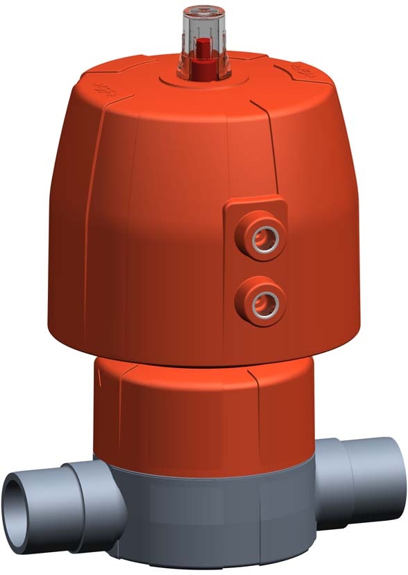 Membranventil Typ DIASTAR Ten ABS DA (Doppelt wirkend) Mit Klebestutzen metrisch d 32 mm, DN 25 mm, EPDM