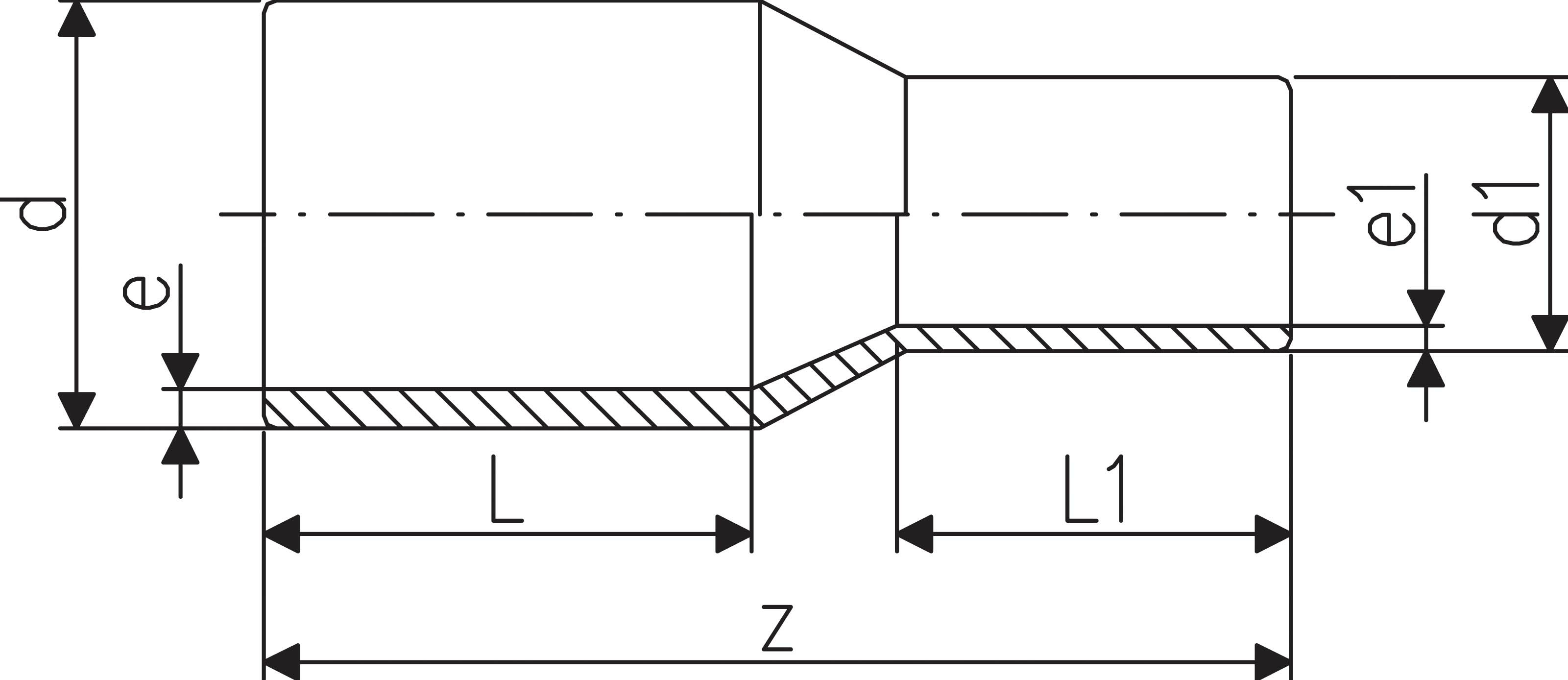 ELGEF Plus Reduktion PE100  d25-630mm / SDR11 / Langschenklige Version