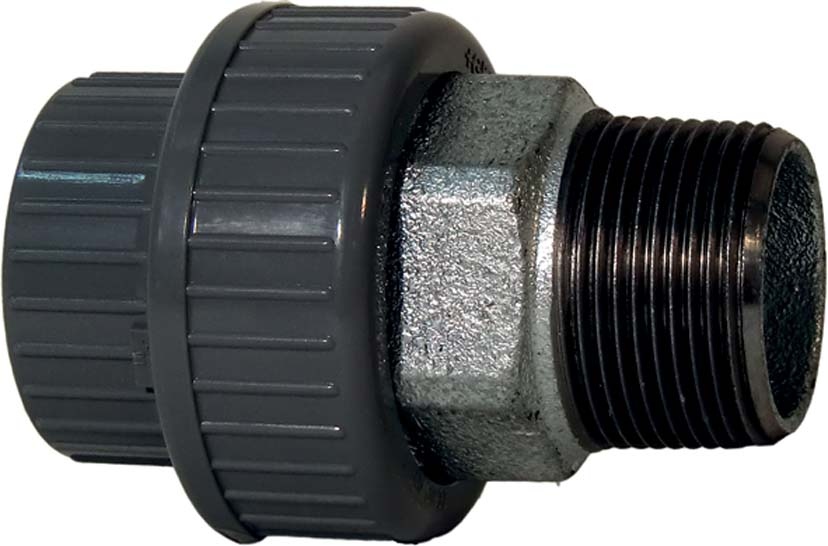 Übergangsverschraubung ABS/Temperguss galvanisiert metrisch  R d 40 mm, R 1 1/4 inch, EPDM