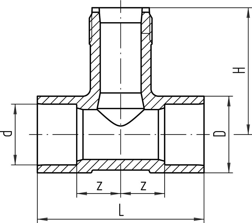 Installationsfitting Typ 310 ABS metrisch DN 50 mm, d 63 mm