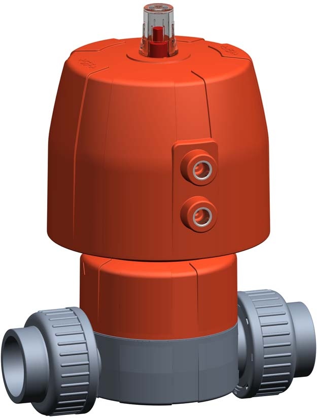 Membranventil Typ DIASTAR TenPlus ABS FC (Federkraft schliessend) Verschraubungen mit Klebemuffen metrisch d 20 mm, DN 15 mm, EPDM
