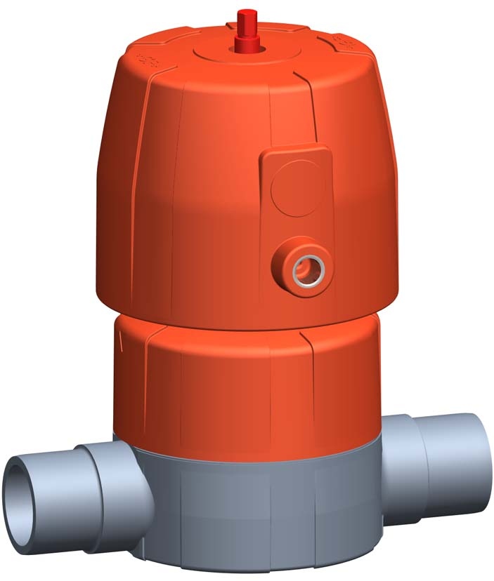 Membranventil Typ DIASTAR Six ABS FC (Federkraft schliessend) Mit Klebestutzen metrisch d 32 mm, DN 25 mm, EPDM