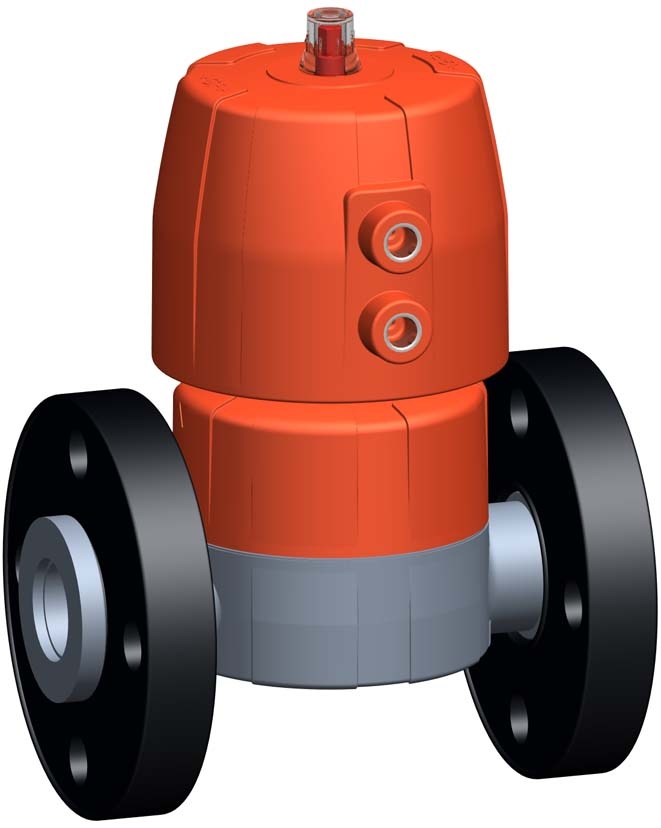Membranventil Typ DIASTAR Ten ABS FC (Federkraft schliessend) Mit Losflanschen PP-V metrisch/BS