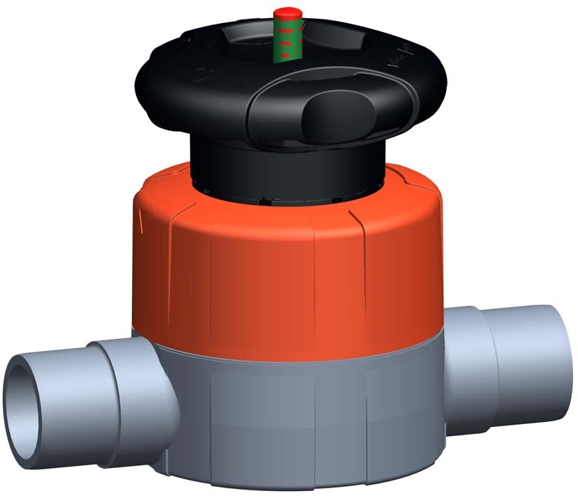 Membranventil Typ 515 ABS Mit Klebestutzen metrisch d 63 mm, DN 50 mm, EPDM