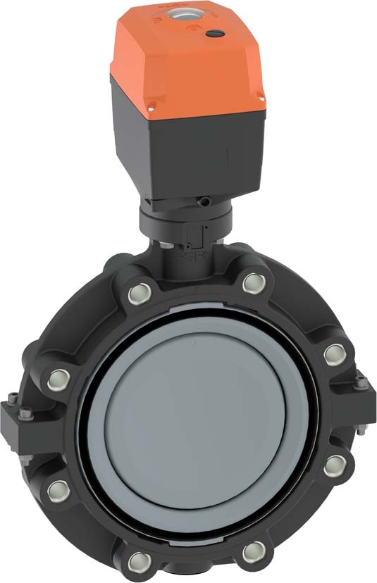 Lug-Style, Endeinbau Absperrklappe Typ 146 ABS <br />Mit elektrischem Antrieb 230V<br />Ohne Handbetätigung<br />Flansch Norm metrisch